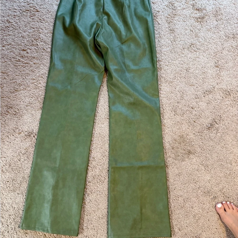 Fashion Nova Olive Faux Leather pants - Picture 3 of 5
